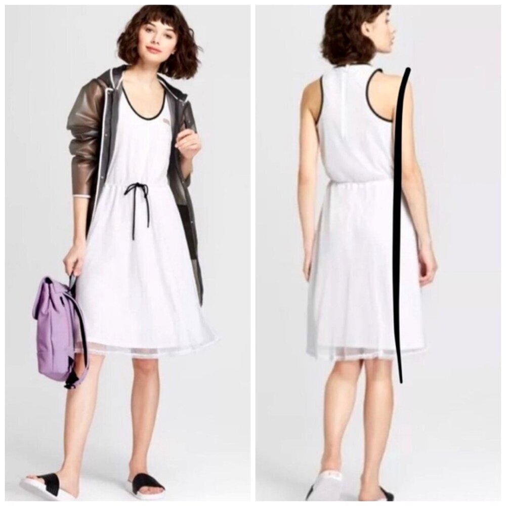 Hunter X Target Dress‎ Women XS White Black Trim Mesh Racerback Midi Athleisure